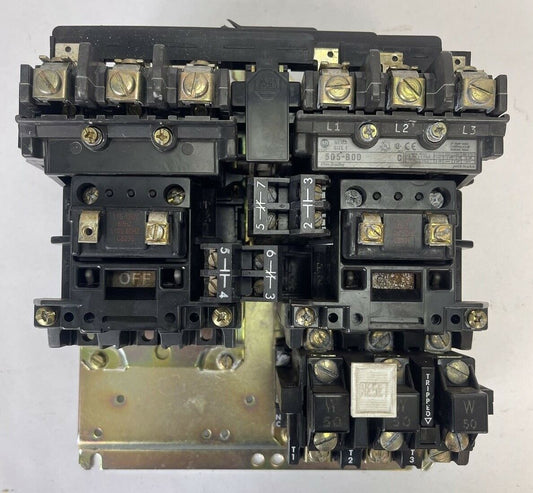 ALLEN BRADLEY 505-B0D SER C REVERSING STARTER 600VAC 27A 10HP COIL 115-120V W50