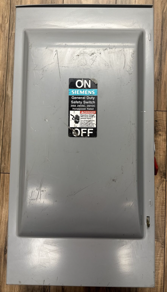 SIEMENS GNF324R TYPE VB II 200A 240VAC 3PH 60HP 240VDC 40HP TYPE 3R NON-FUSIBLE