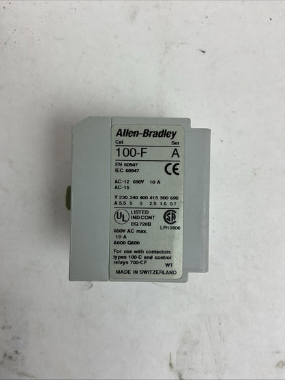 ALLEN BRADLEY 100-FA20 SER A AUXILIARY CONTACTS FONT MNT (LOT OF 2)