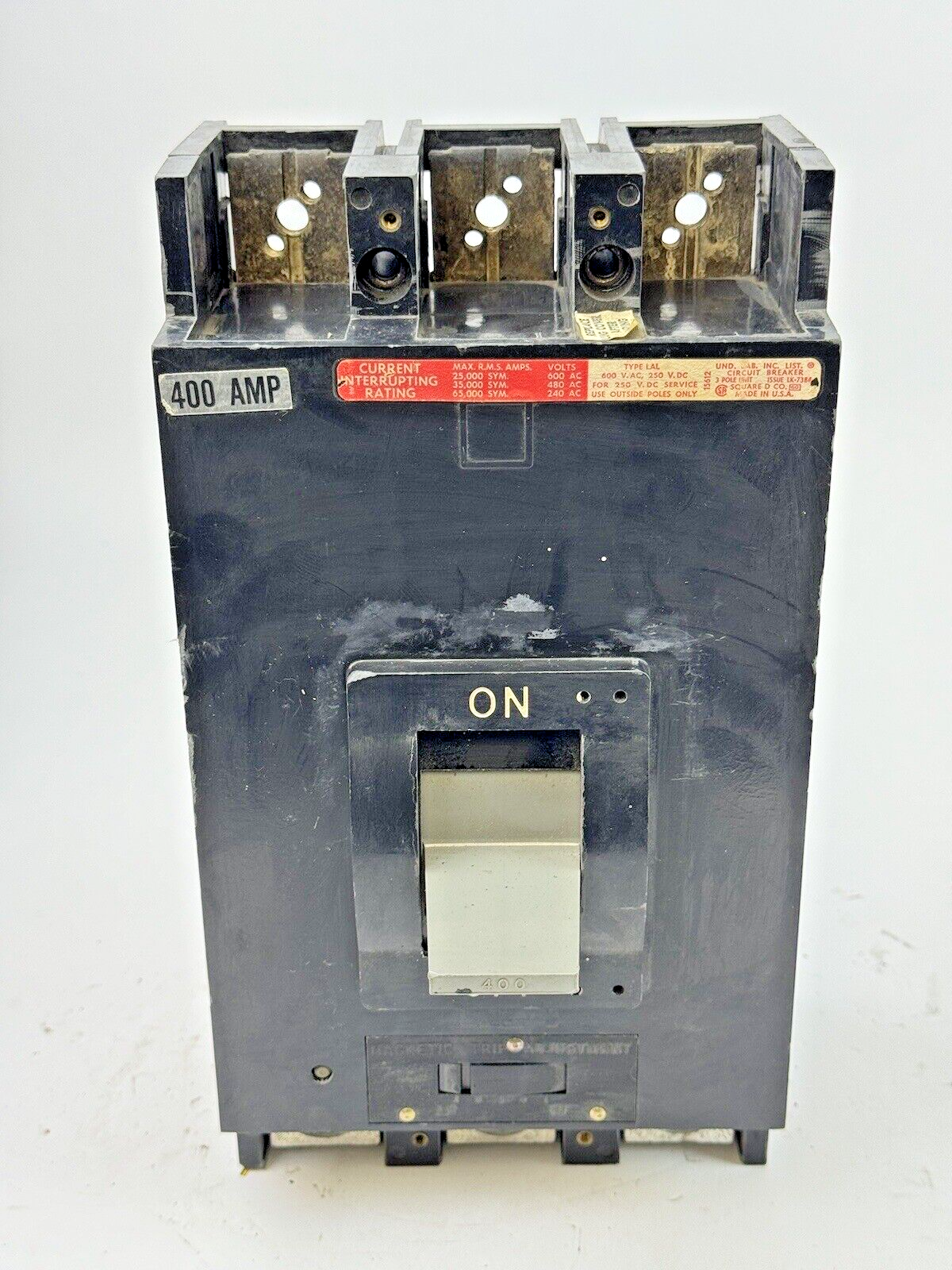 SQUARE D - LHL36400 SER. 3 -MOLDED CASE CIRCUIT BREAKER-400 AMP, 3 POLE, 600 VAC