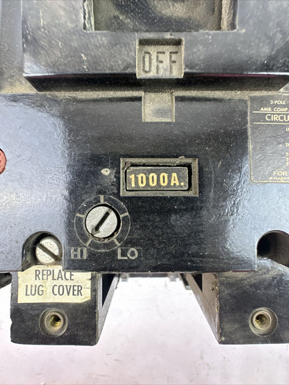 GE TKM3F CIRCUIT BREAKER 1200AMP 600VAC 3POLE FRAME 1000A TRIP UNIT