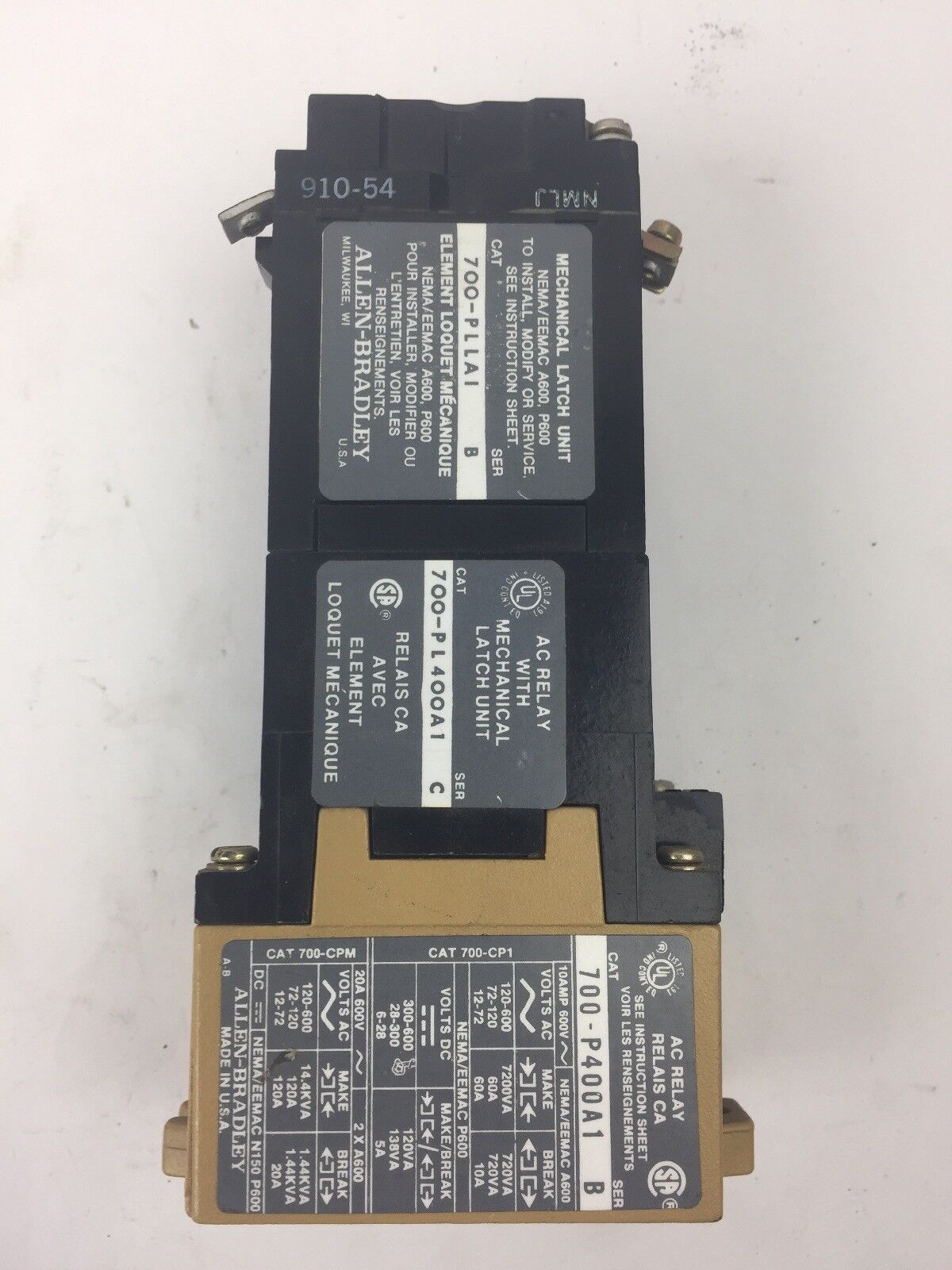 ALLEN BRADLEY 700-PL400A1 SER C AC RELAY 700-P400A1 700-PLLAI SER B PL236
