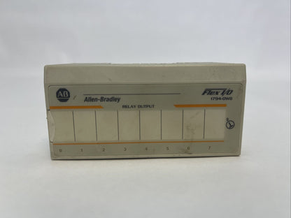 ALLEN BRADLEY 1794-OW8 RELAY OUTPUT MODULE REV D01 SUPPLY 24VDC FLEXBUS 5VDC