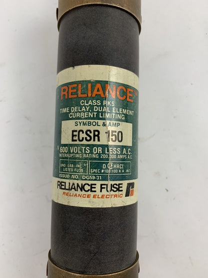 Reliance ECSR150 150A 600V Class RK5 Fuse "Lot of 2"