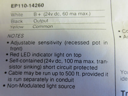 NAMCO EP110-14260 PHOTOELECTRIC SLOT SENSOR - RETRO-REFLECTIVE - GS05/2G LEUZE