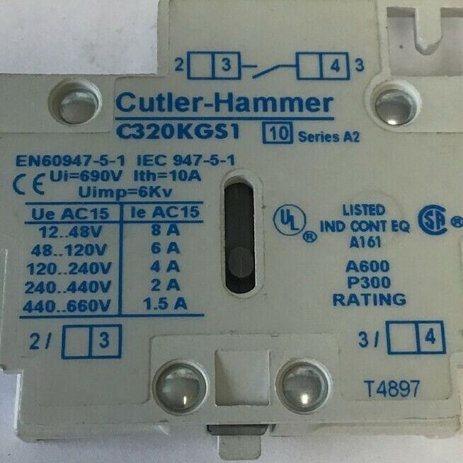 CUTLER HAMMER C320KGS1 AUXILIARY CONTACT SERIES A2 ****LOTOF2****