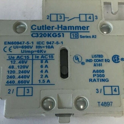 CUTLER HAMMER C320KGS1 AUXILIARY CONTACT SERIES A2 ****LOTOF2****