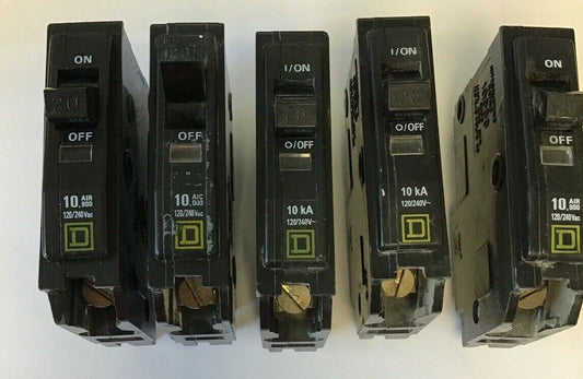 SQUARE D QO120 CIRCUIT BREAKER 20A 10KA ***LOTOF5***