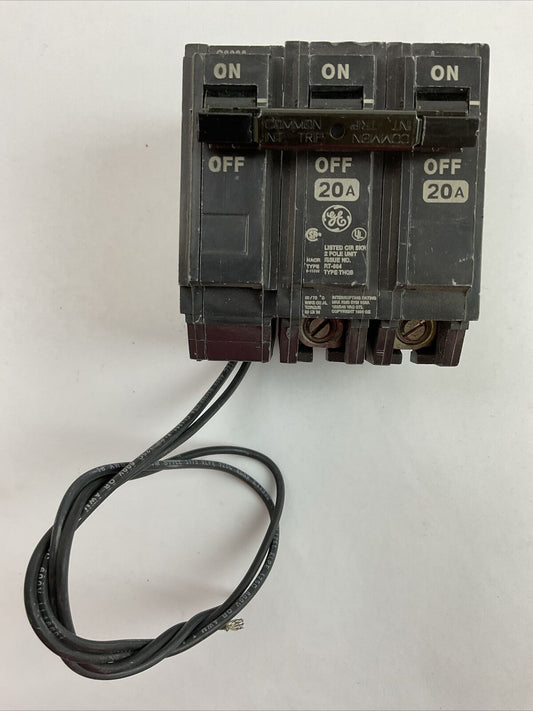 GE THQB220 CIRCUIT BREAKER 2POLE 20AMP 120/240VAC TQSTA1 SHUNT TRIP DEVICE