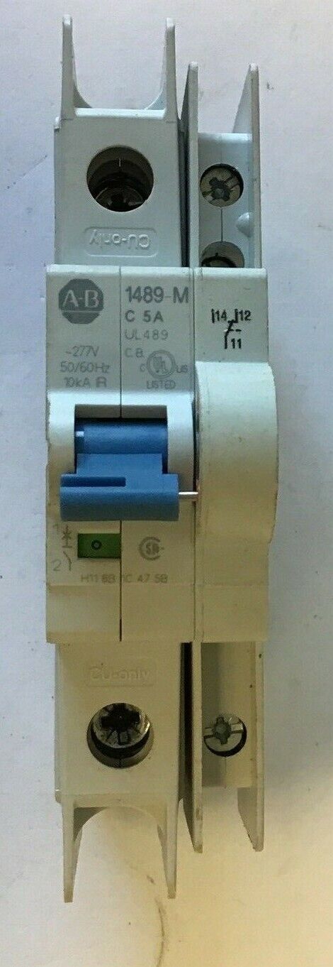 ALLEN BRADLEY 1489-M C 5A 1POLE CIRCUIT BREAKER W/ 1489-ABRA3 AUX. CURCUIT