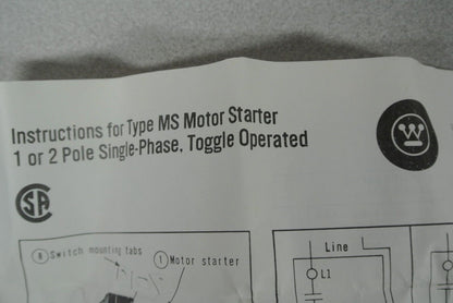 WESTINGHOUSE MST01SN - MANUAL MOTOR STARTER SWITCH and ENCLOSURE - NEW SURPLUS