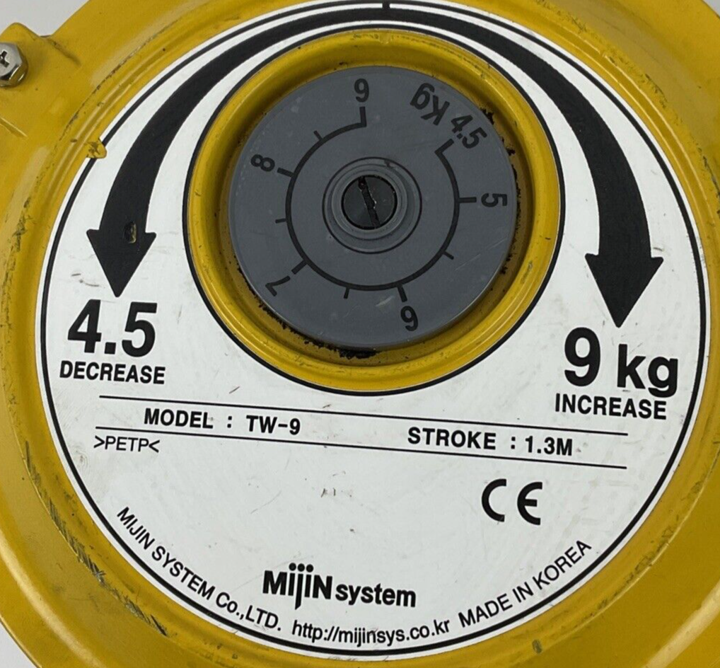 MIJIN SYSTEM TW-9 SPRING BALANCER STROKE: 1.3KM 4.5KG-9KG