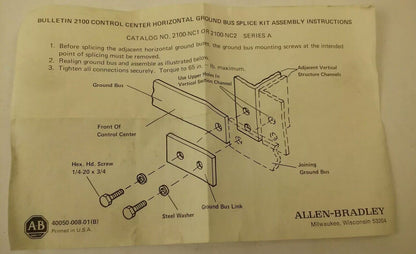 ALLEN BRADLEY 2100-NC2 HARDWARE KIT RENEWAL PARTS, 2100NC2, 2100