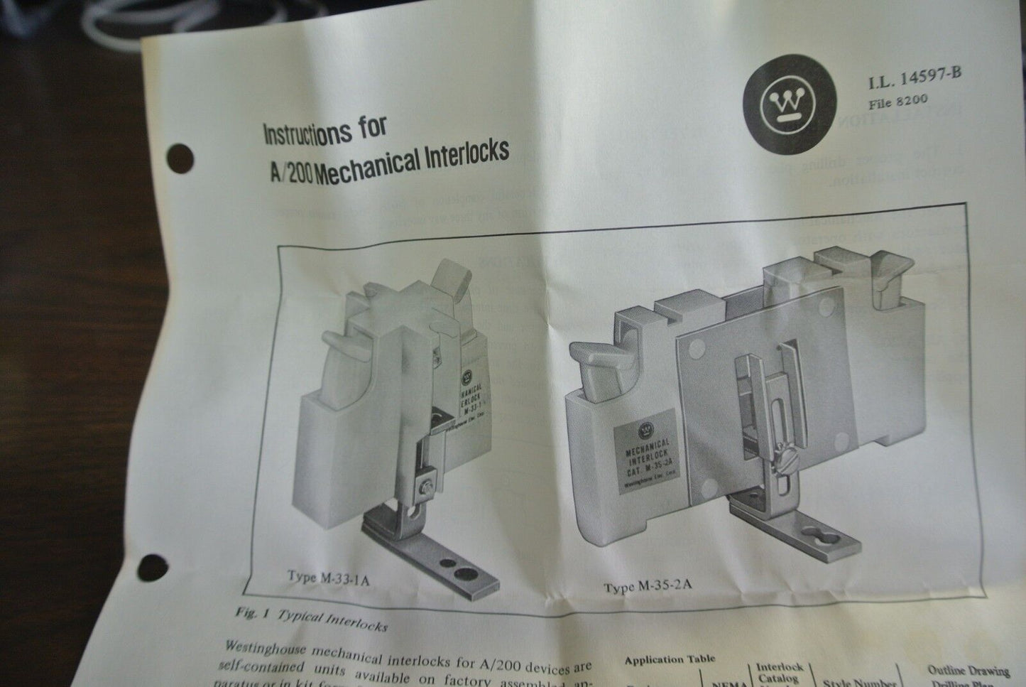 WESTINGHOUSE M33-1A - MECHANICAL INTERLOCK for Series A/200 UNITS - NEW SURPLUS