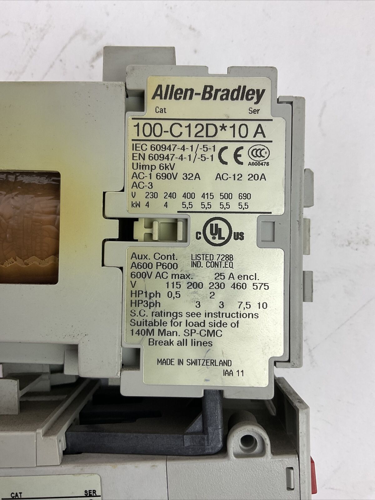 ALLEN BRADLEY STARTER (100-C12D*10 COIL 24VDC + 193-EECB 1.0-5.0A)