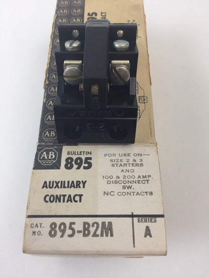 ALLEN BRADLEY 895-B2M AUXILIARY CONTACT 600VAC SIZE 2 & 3 STARTER AND 100 & 200
