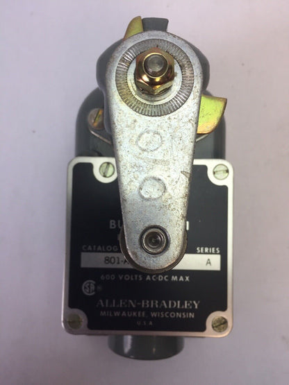 ALLEN BRADLEY 801-ASC220 LIMIT SWITCH ROLLER LEVER 600V AC/DC 1 N.O.-1 N.C. CONT
