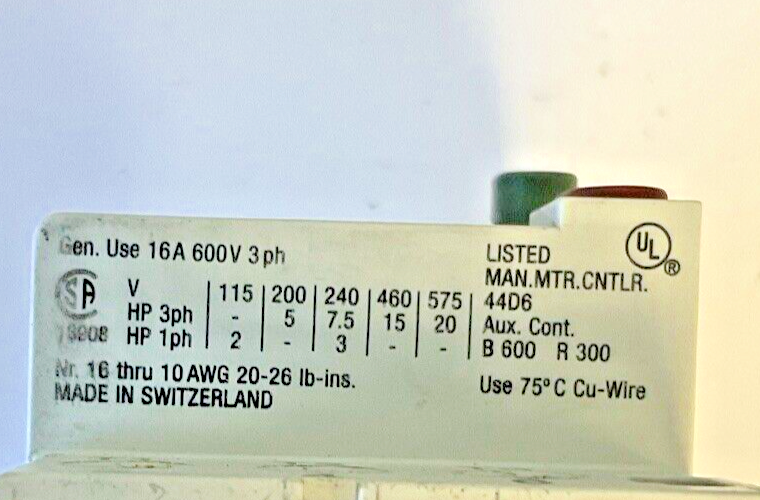 ALLEN-BRADLEY 140-MN-0630 CIRCUIT BREAKER 16A 600V 3PH