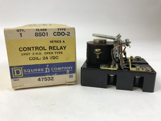 Square D Class 8501 Type CDO-2 SER A Control Relay, COIL 24VDC, DPST 2 N.O.