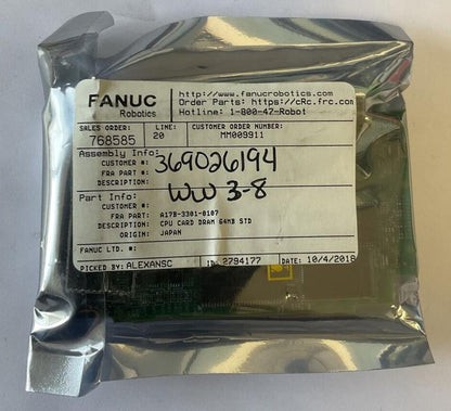 FANUC A17B-3301-0107 CPU CARD DRAM 64MB STD