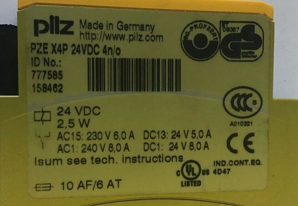 PILZ PZE X4P 24VDC 4N/O 2,5W SAFETY RELAY ***LOTOF2***