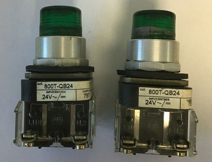 ALLEN BRADLEY 800T-QB24 SERIES T GREEN PUSH BUTTON 24V AC/DC LAMP#757(LOTOF2)