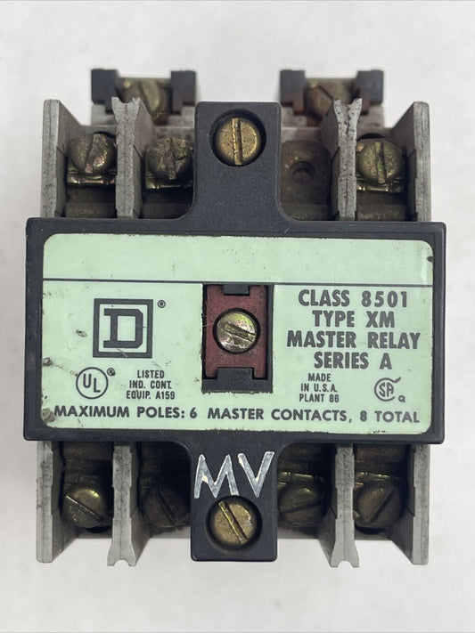 SQUARE D 8501 XM040 INDUSTRIAL CONTROL RELAY FORM KV SER A COIL 120V 60HZ