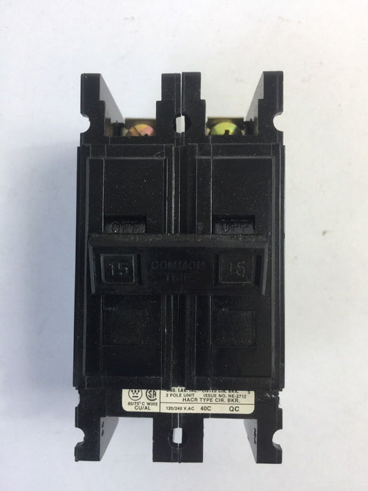 WESTINGHOUSE QUICKLAG-C CIRCUIT BREAKER 15A 2POLE 120/240VAC