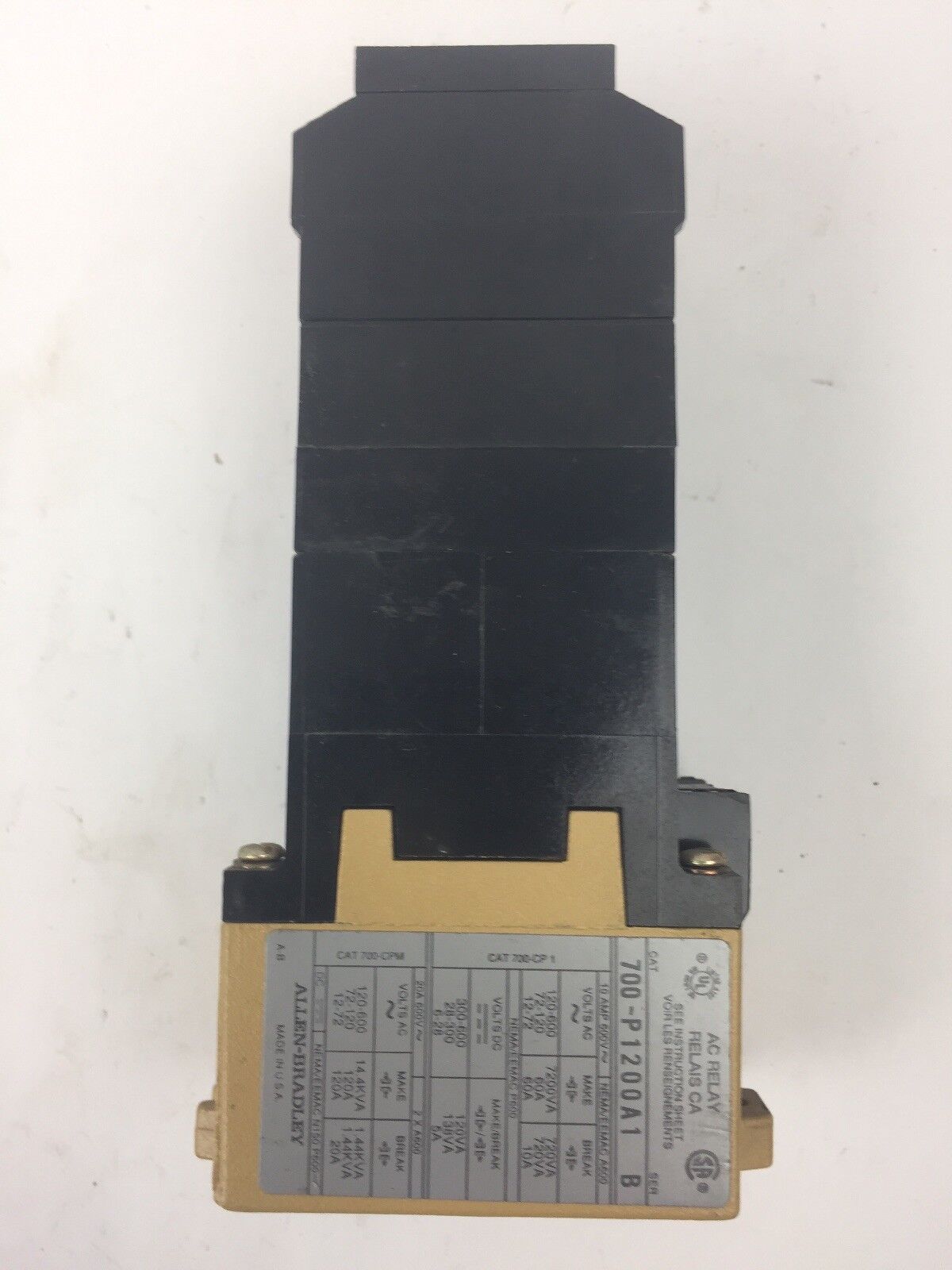 ALLEN BRADLEY 700-P1200A1 SER B AC RELAY 115-120V 60HZ 110V 50HZ COIL