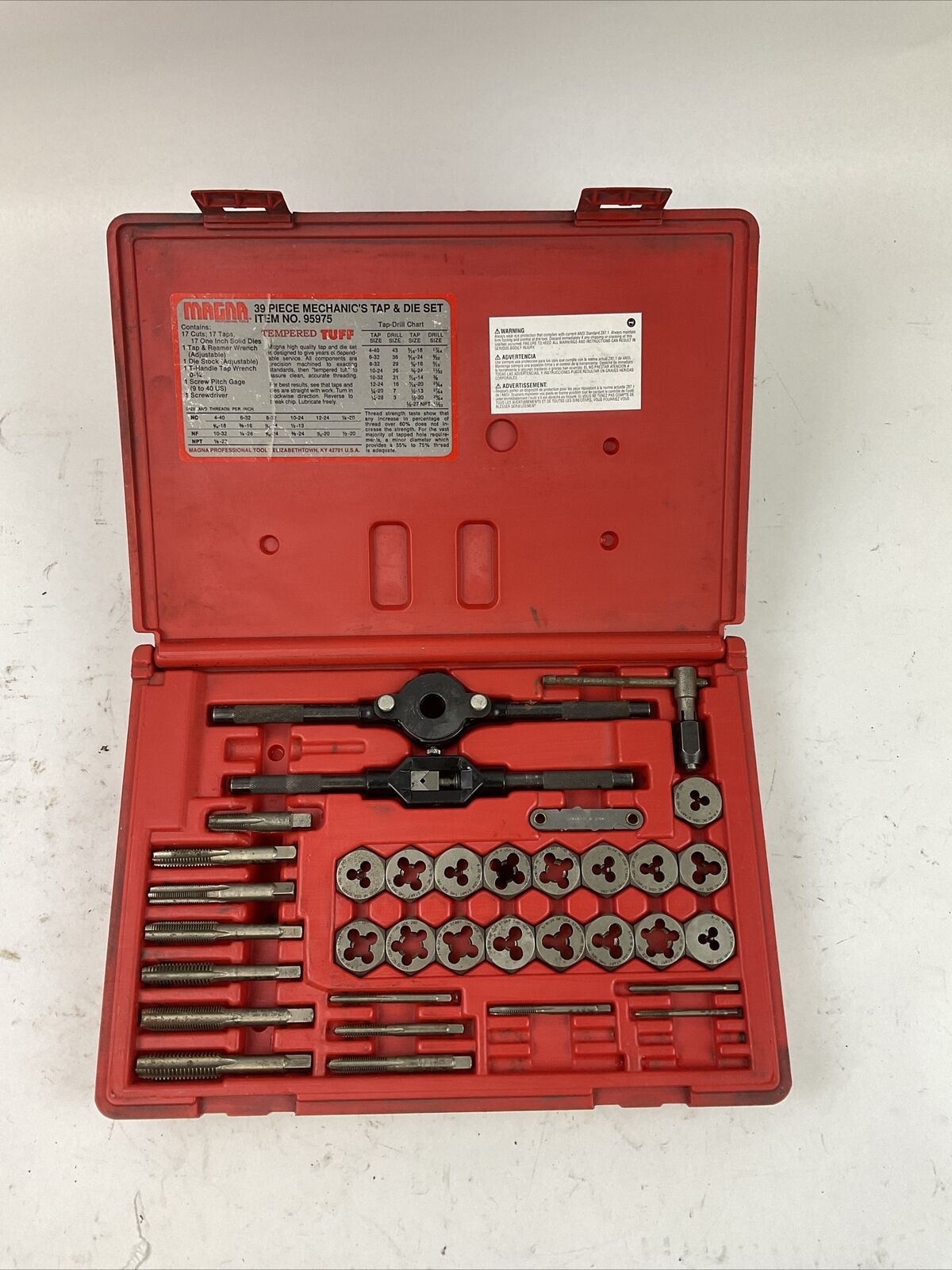 MAGNA 95975 TAP AND DIE SET ***MISSING PIECES READ DESCRIPTION***