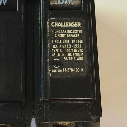 CHALLENGER C270 CIRCUIT BREAKER  120/240VAC 2POLE TYPE C CLASS CTL