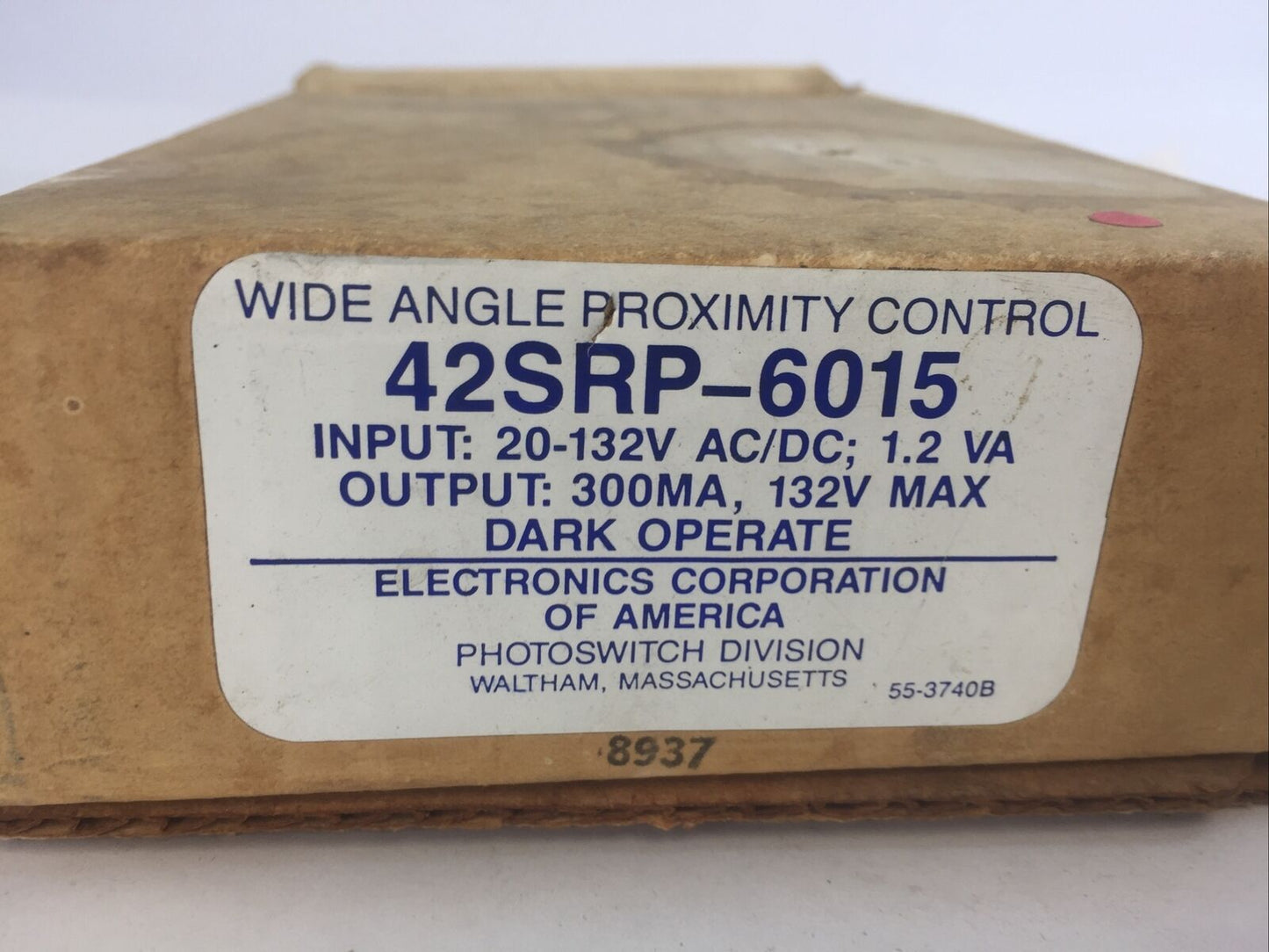 PHOTOSWITCH 42SRP-6015 WIDE ANGLE PROXIMITY CONTROL OUTPUT 300MA 132V INPUT