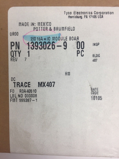 POTTER & BRUMFIELD 210-16A MODULE 250V 50/60HZ .4A W/JUMPER 125V 50/60HZ W/FUSE