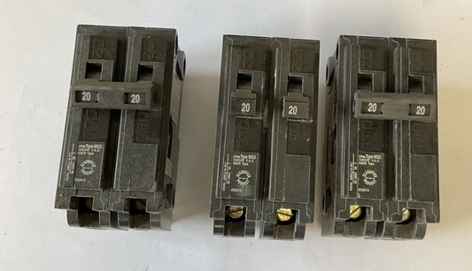 MURRAY MQ220 CIRCUIT BREAKER 20A 2POLE 120/240VAC TYPE MSQ ***LOTOF3***