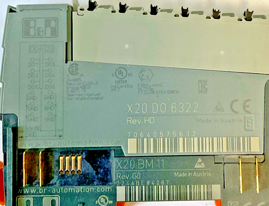 B&R X20 D0 6322 DIGITAL OUTPUT PLC REV.H0 / X20 BM 11 REV. G0 BASE