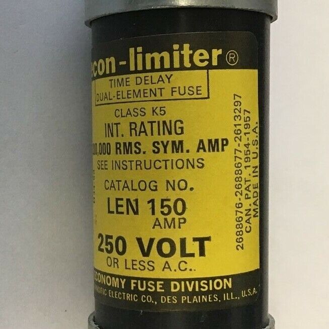 ECONOMY LEN 150 FUSE 250V ECO-LIMITER CLASS K5 TIME DELAY DUAL ELEMENT