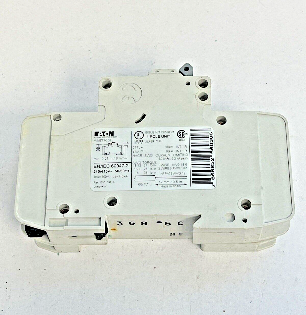 EATON - WMZT1C06 - CIRCUIT BREAKER -1 POLE,6A,277V & EATON - WMTZTAUX - CONTACT