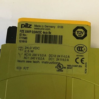 PILZ PZE X4VP 3/24VDC 4N/O FIX SAFETY RELAY 2,5W 240,0 VDC ***LOTOF3***