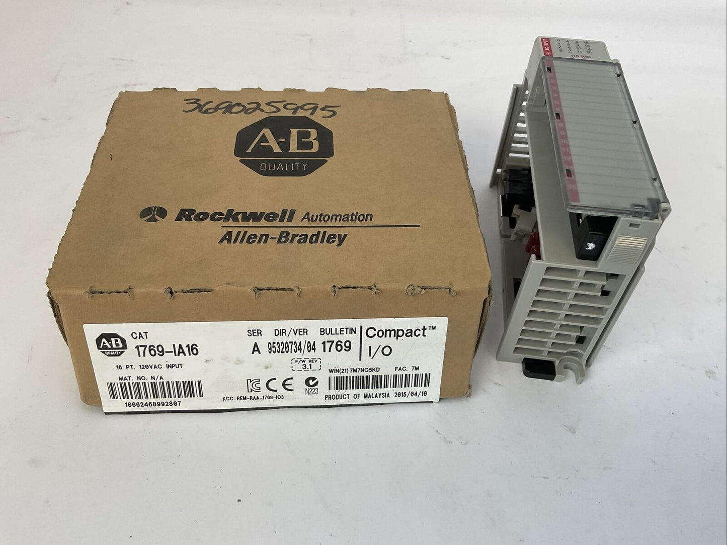 ALLEN BRADLEY 1769-IA16 DIR/VER 95320734/04 F/W REV 3.1 SER A 16PT INPUT MODULE