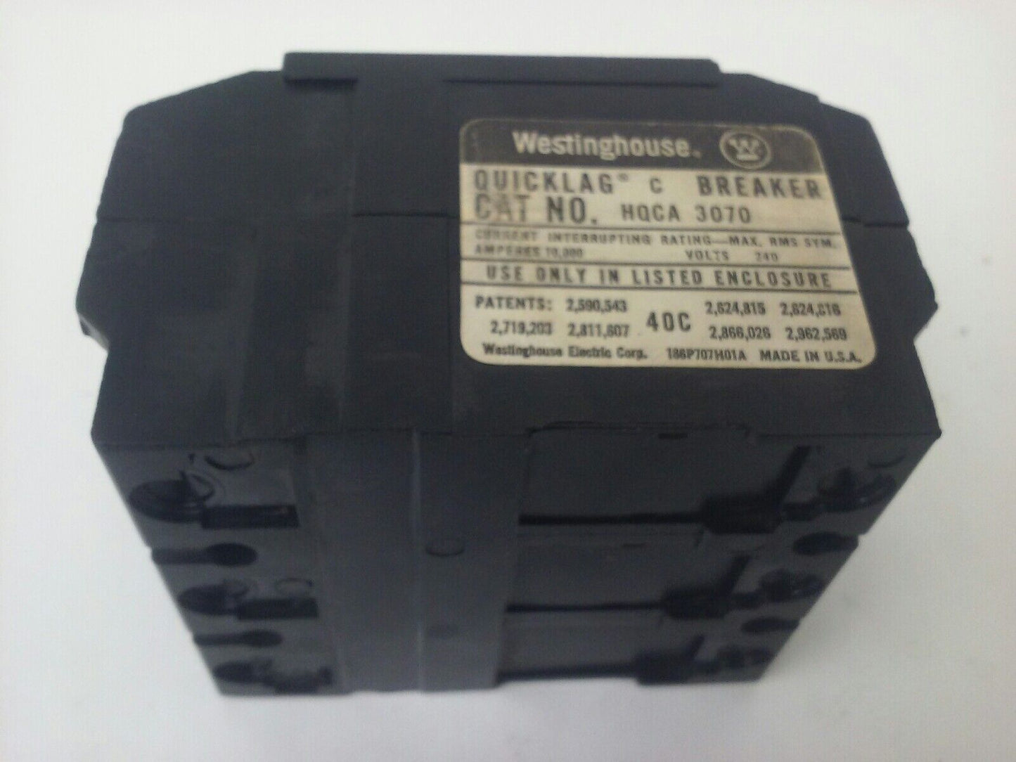 WESTINGHOUSE HQCA3070 CIRCUIT BREAKER 3P 240VAC 70A TYPE HQCA