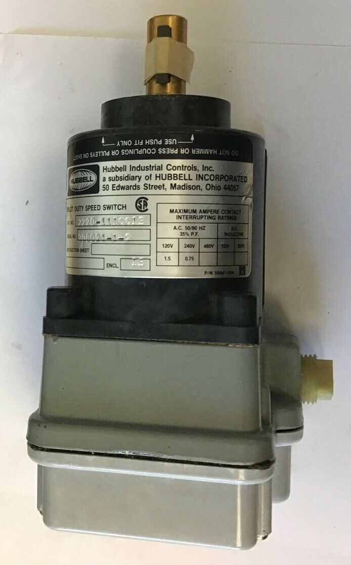 HUBBELL 2220-111CC13 PILOT DUTY SPEED SWITCH 240V 50/60HZ