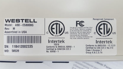 WESTELL A90-ES8008G eSmartES INDUSTRIAL MANAGED ETHERNET EdgeSwitcH REV M
