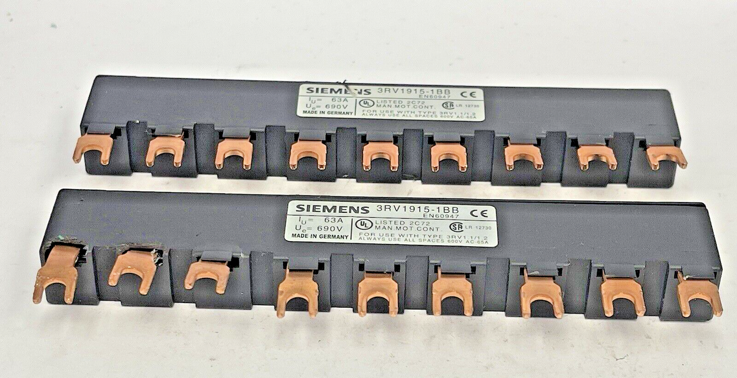 SIEMENS *LOT OF 2*- 3RV1915-1BB - BUSBAR - MODULAR SPACING 45 mm for 3 SWITCHES