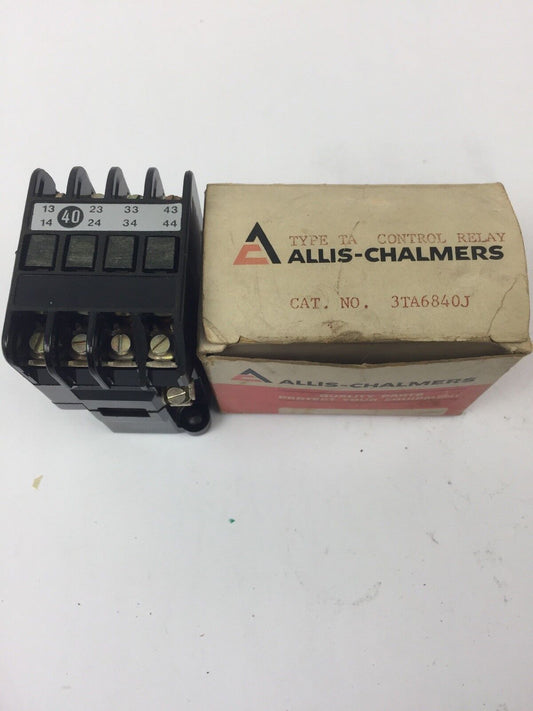 ALLIS-CHALMERS 3TA6840J CONTROL RELAY COIL 115 V 60 HZ *PLASTIC IS BROKEN OFF*