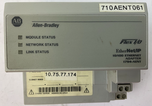 ALLEN BRADLEY 1794-AENT SER REV A01 F/W REV 2.12 FLEX I/O ETHERNET/IP 10/100