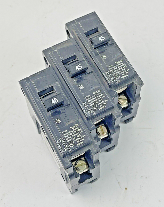 SIEMENS *LOT OF 3* - B145 - CIRCUIT BREAKERS -1 POLE, 45A, 240 VAC, 60Hz TYPE BL
