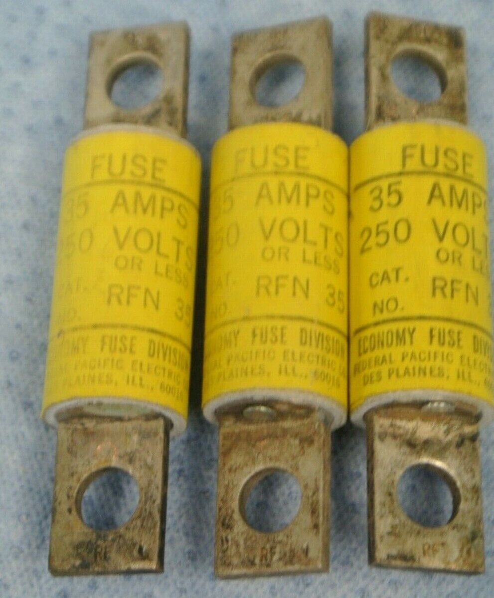 LOT of 3 / ECONOMY RFN35 SEMICONDUCTOR FUSE / 35A / 250V