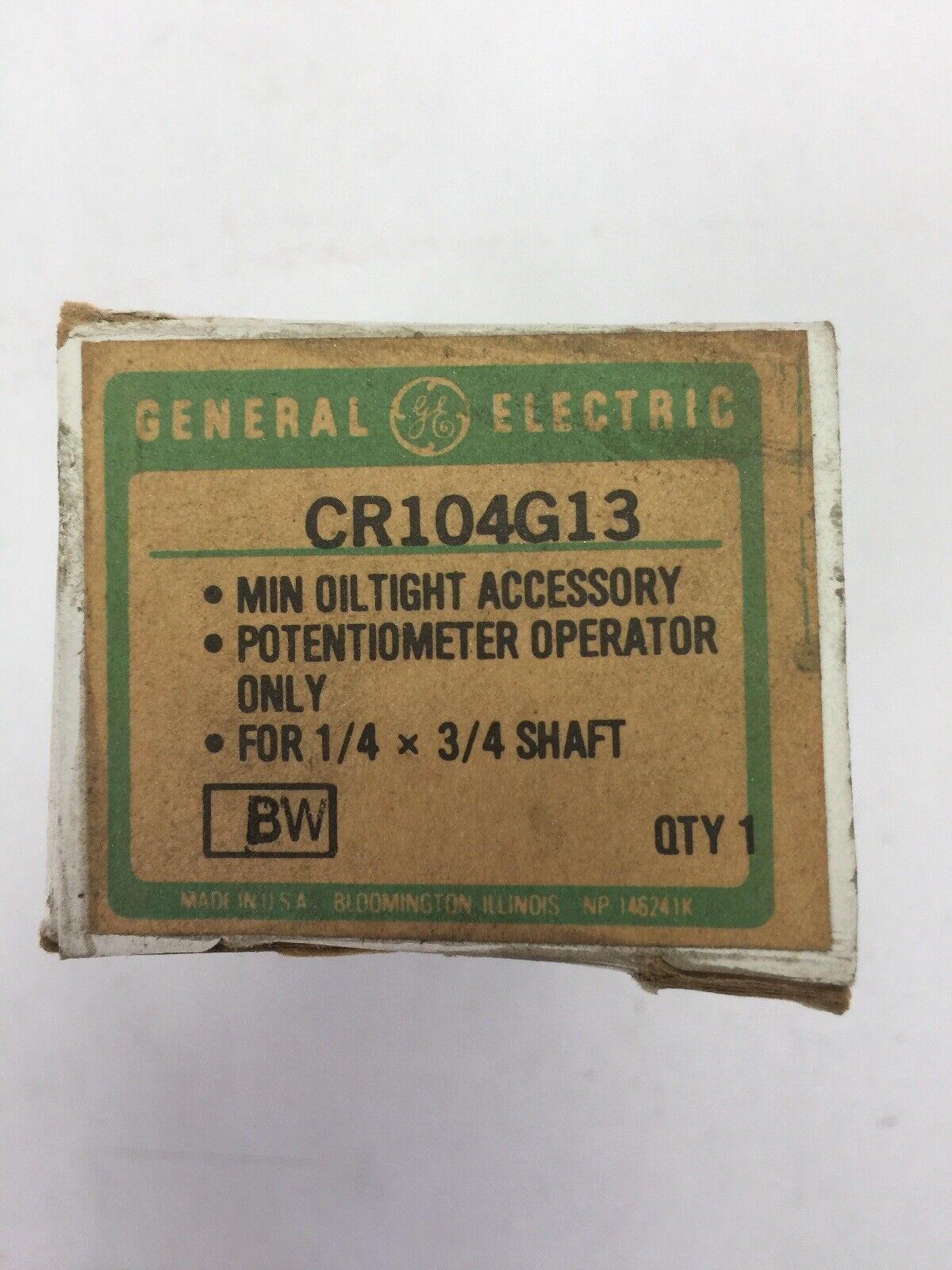 GE CR104G13 POTENTIOMETER OPERATOR ONLY MIN OILTIGHT ACCESSORY FOR 1/4 X 3/4 SHA