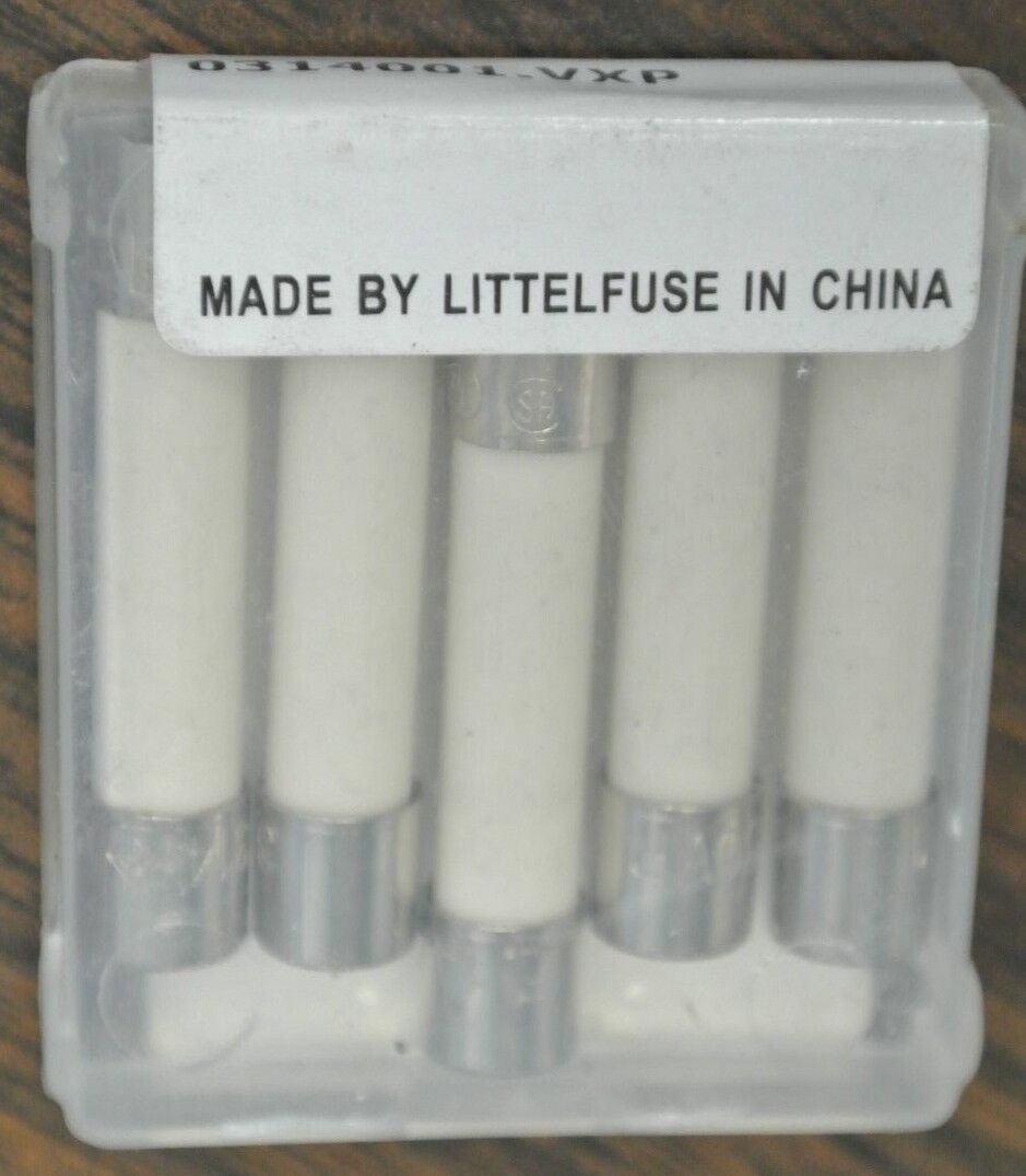 BOX of 5 / LITTELFUSE 0314001.VXP / MINIATURE FUSES / 35A @ 250VAC / NEW SURPLUS