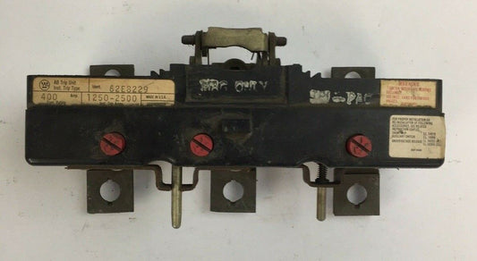 WESTINGHOUSE 62E8229 AB TRIP UNINT 400AMP 1250-2500 INST TRIP AMPS